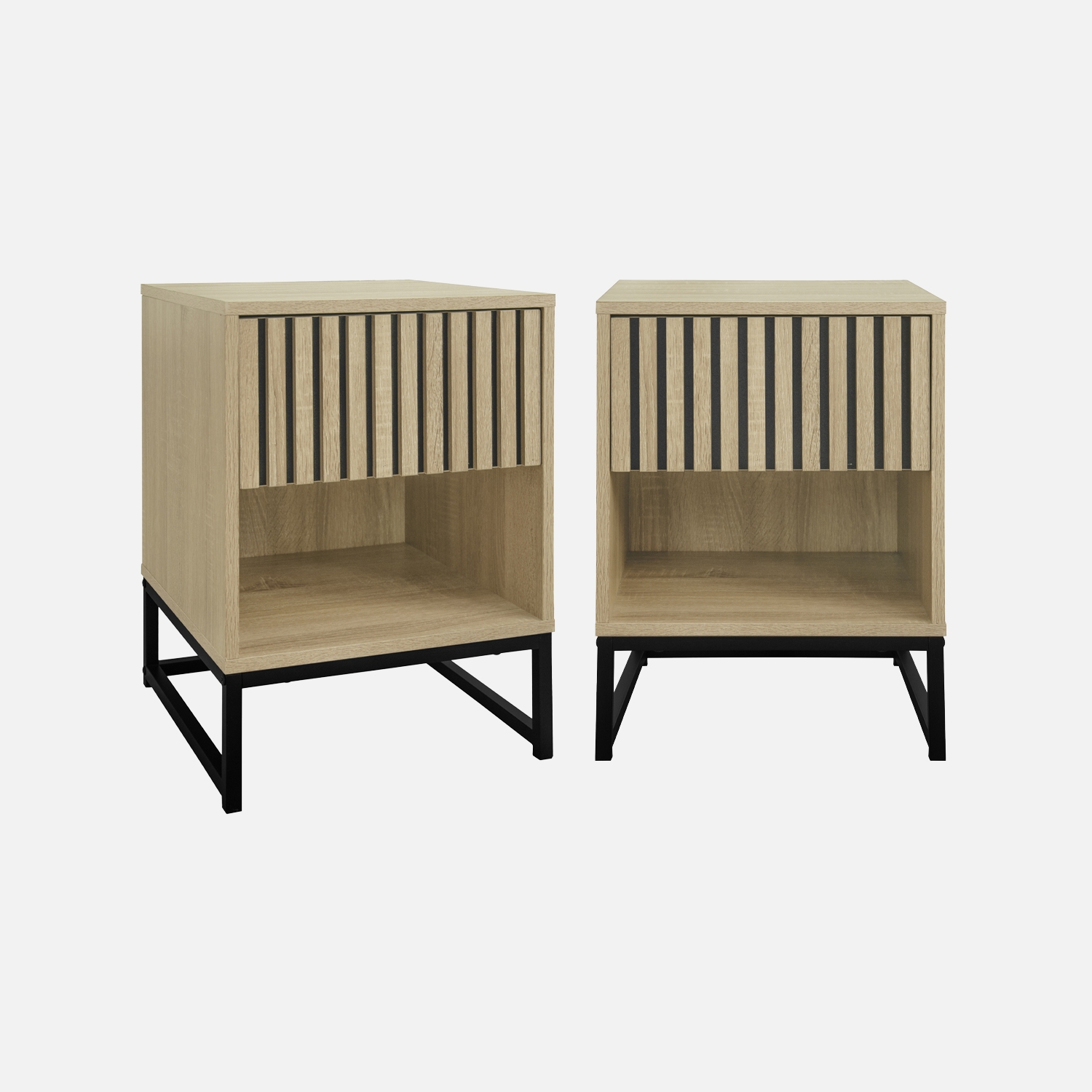 sweeek - Mesitas de noche contemporáneas con 1 cajón, set de 2  , Lisbonne , 40x40x55