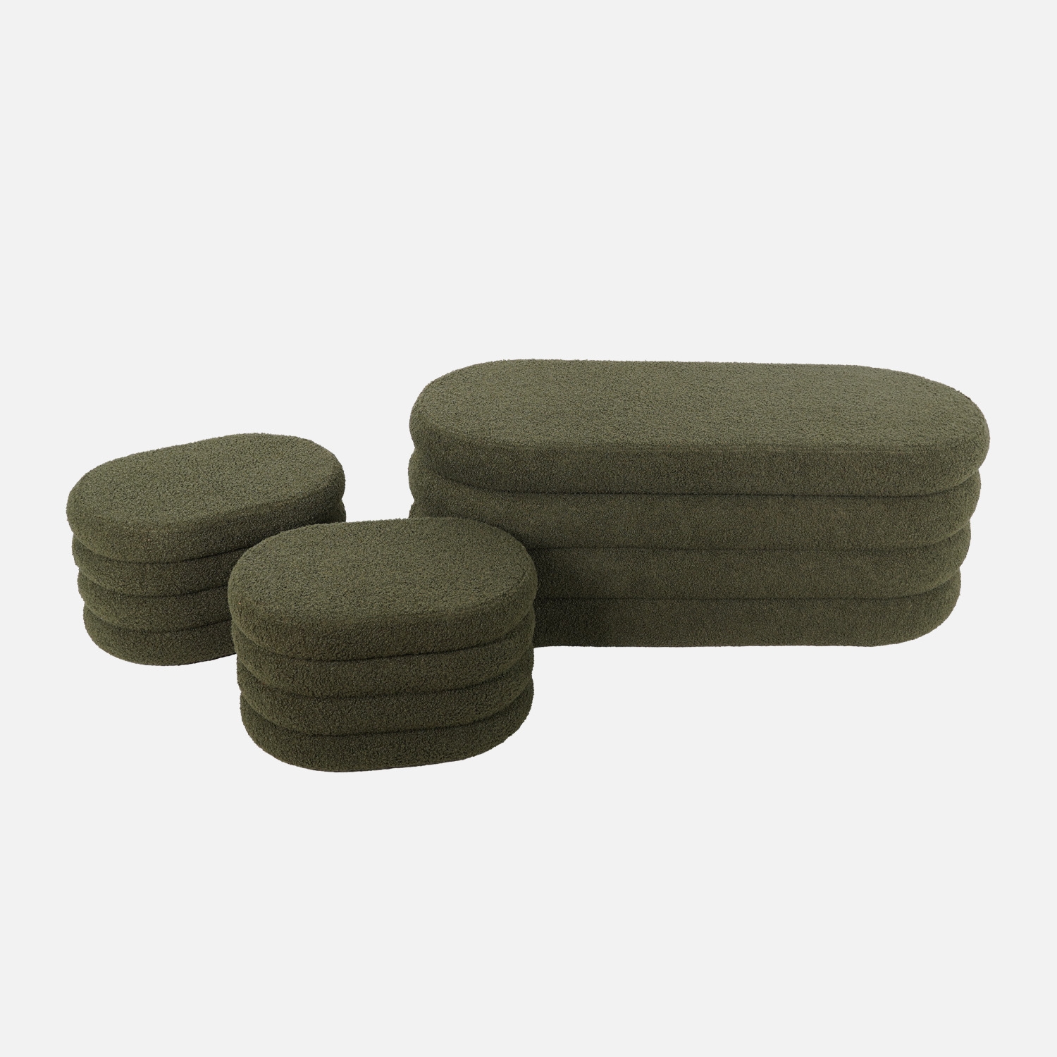 sweeek - Banco cofre de almacenamiento borreguito con 2 puffs , Snow , 45x111x42