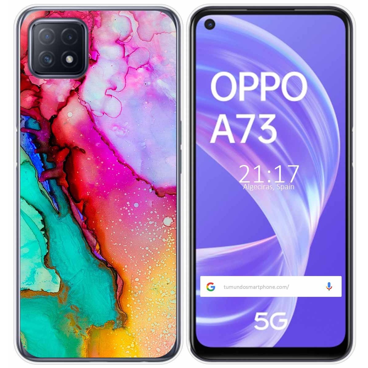 Tumundosmartphone Funda Gel Tpu para Oppo A73 5G diseño Mármol 15 Dibujos
