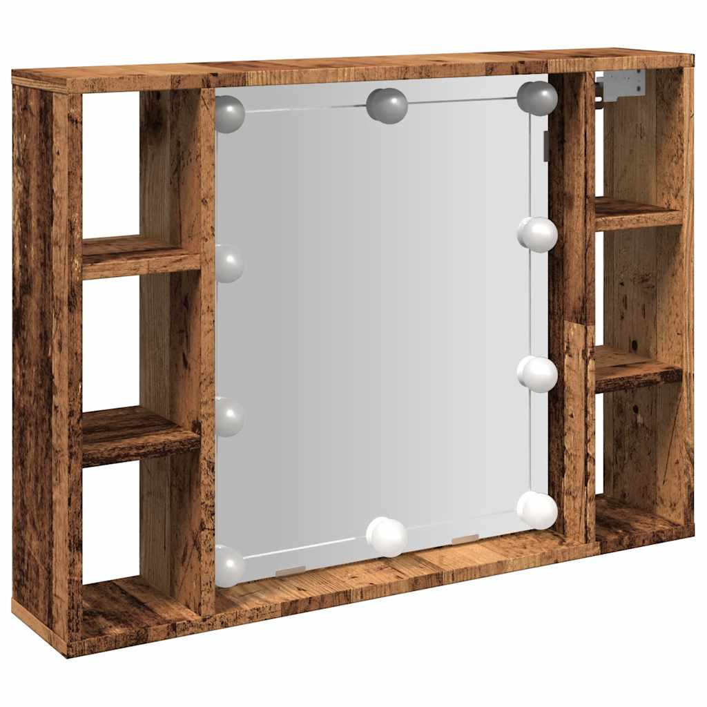 vidaXL Mueble espejo y LED madera ingeniería 76x15x55cm Multicolor