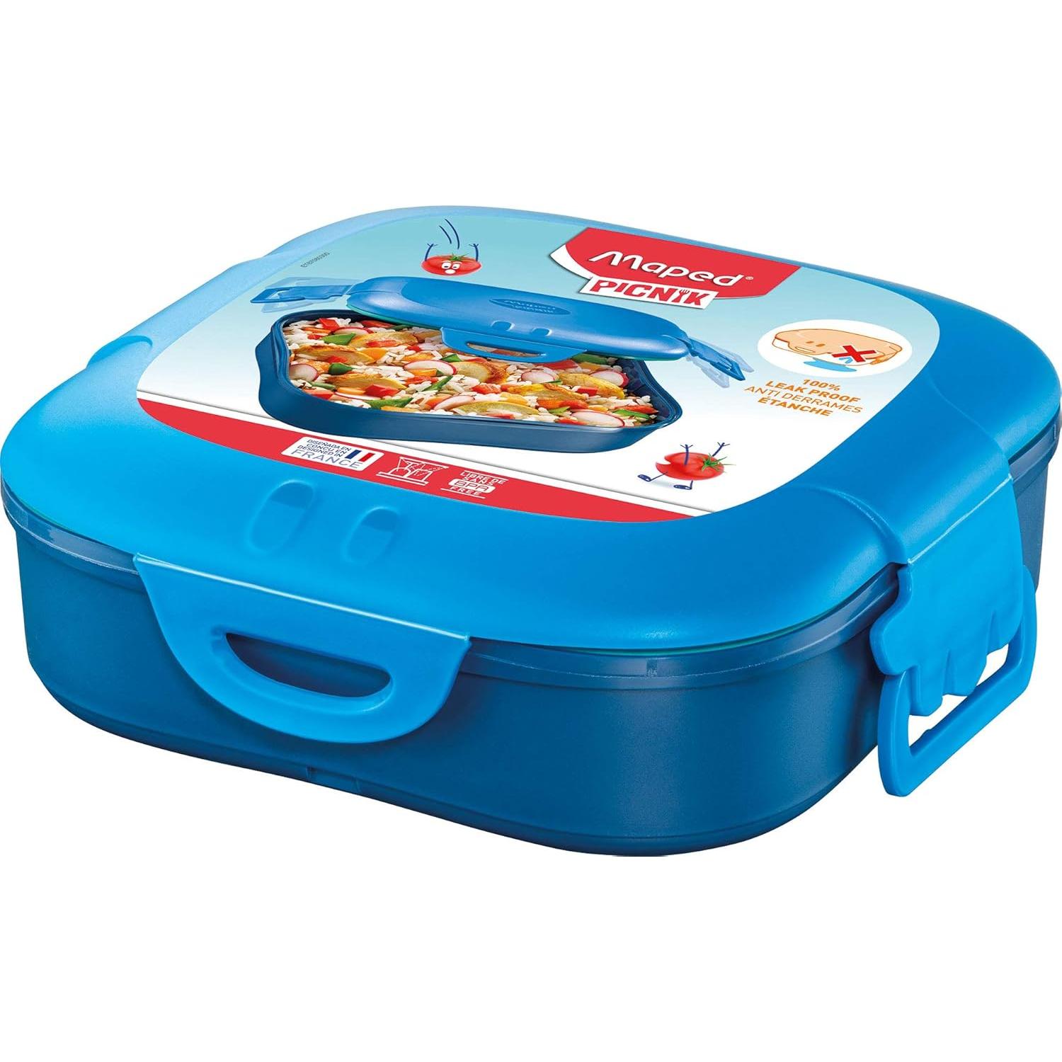 Maped - Tuppers Sencillos de Alimentos - Color Azul - Colección Concept Kids - Formato Compacto con Capacidad para 740 ml - Diseño Estanco para Combinar - Apto para Lavavajillas.