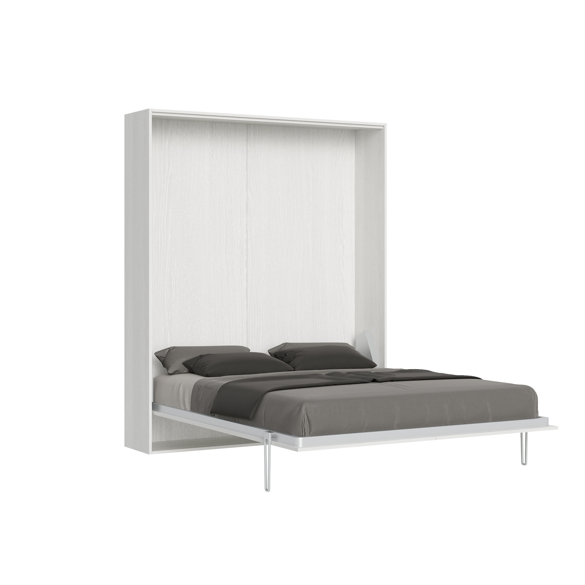 Cama plegable vertical Kentaro 140 color blanco ceniza - Itamoby