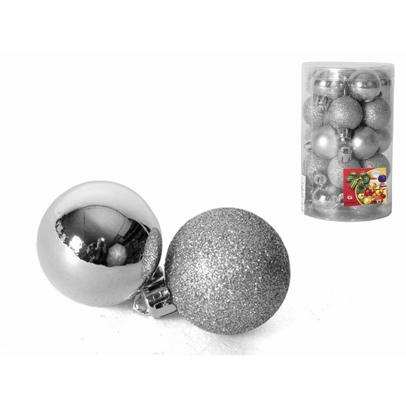 Gerimport Bote 25 Bolas Navidad Plata 3 Cm - Decoración Navideña