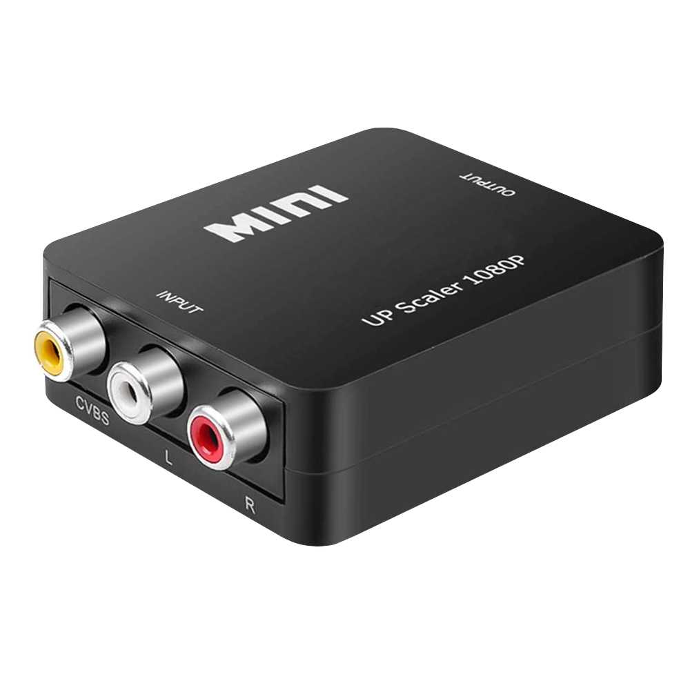 Ociodual Adaptador Conversor de AV a HDMI Soporte Full HD Negro para PC TV Portátil Televisor Convertidor Transformador HDMI2AV RCA Audio Video Resolución 1080p