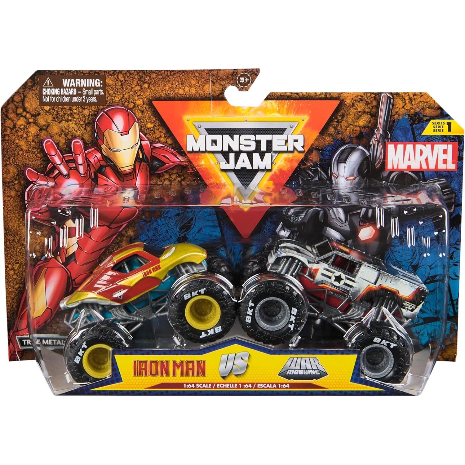 Monster Jam - Pack 2 Coches Monster Truck Marvel Oficial Escala 1:64 Metálicos - Surtido/Modelo aleatorio (Una unidad) - Coches para Niños - Juegos Infantiles - Juguetes Niños 3 años + (Spin Master 6070555)