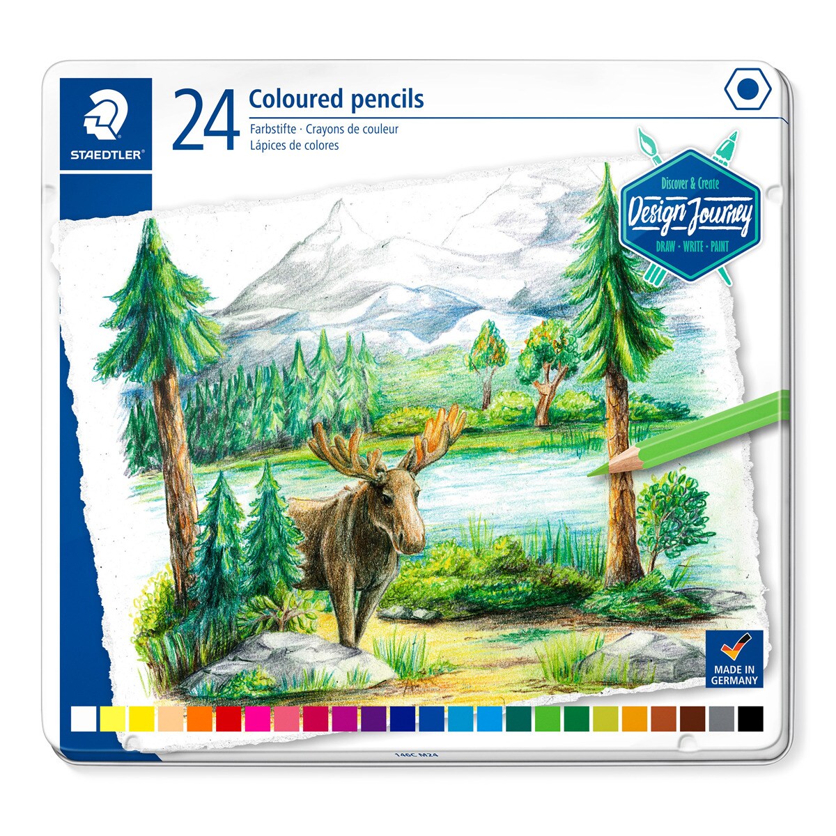 Lápices de Colores Staedtler Design Journey - Caja Metálica - Alta Calidad - Mina Blanda - 24 Uds.