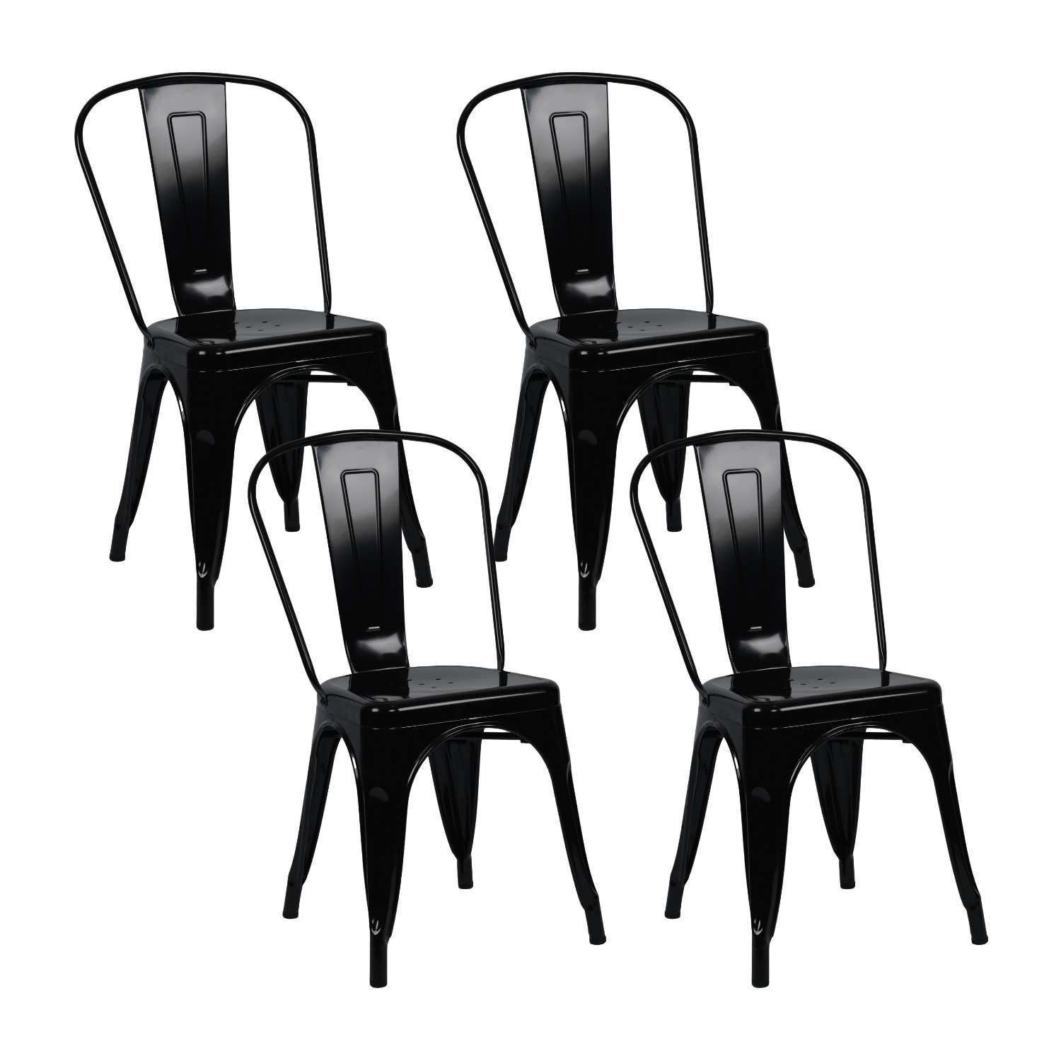 Pack 4 Sillas Apilables Industriales de Acero 45x45x85cm Thinia Home
