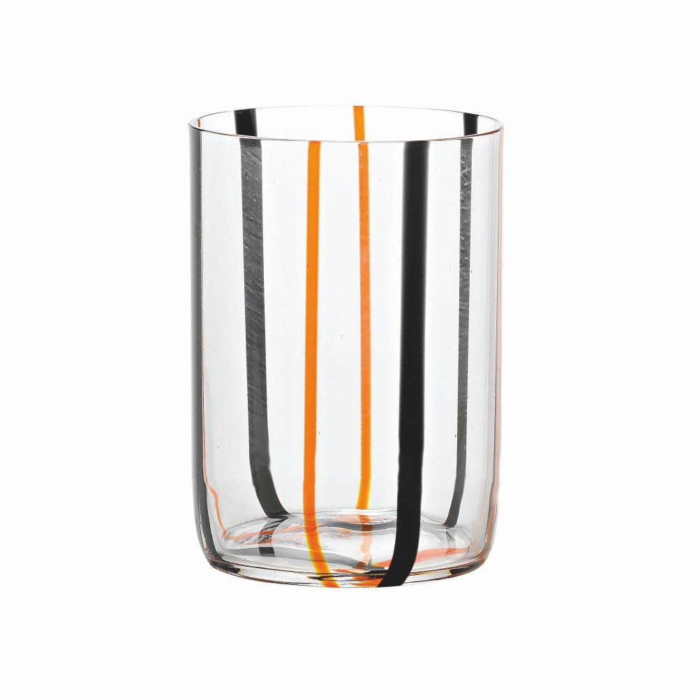 Tirache Zafferano Vaso en Vidrio Borosilicato Bicolor Negro-Naranja Caja de 6 Piezas