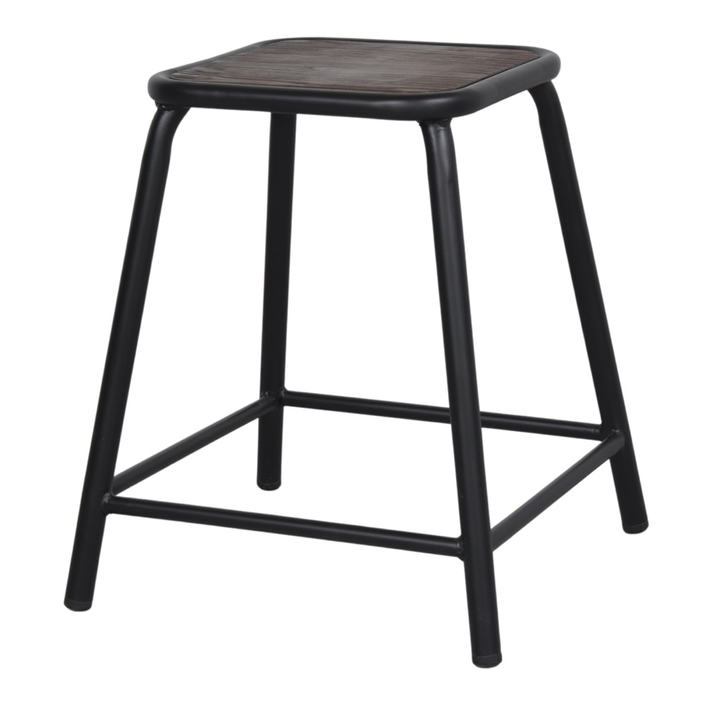 MISTERWILS FURNITURE FOR FREE SOULS Taburete Bajo de Metal y Madera Ritual Estilo Industrial 42x42x46 Cm