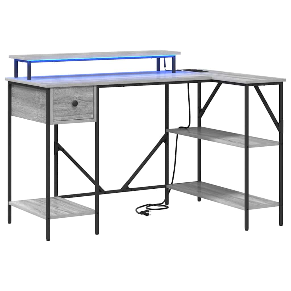 vidaXL Escritorio Gris Sonoma 120 x 79 x 86,5 cm Madera de ingeniería