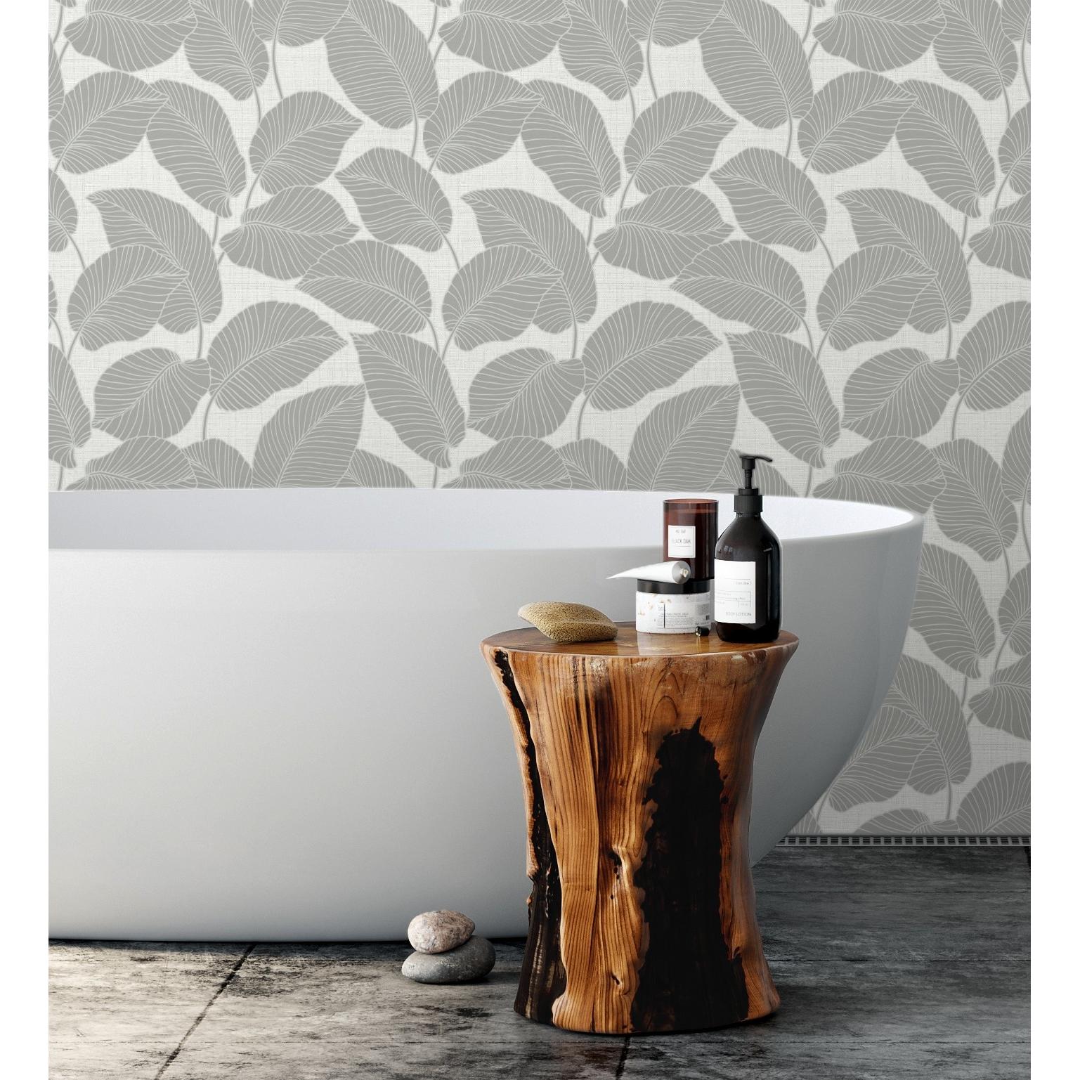 Papel pintado vinílico de hojas con silueta ligeramente metalizada en relieve - Begonia 681272 de GAULAN - Rollo de 10 m x 0,53 m