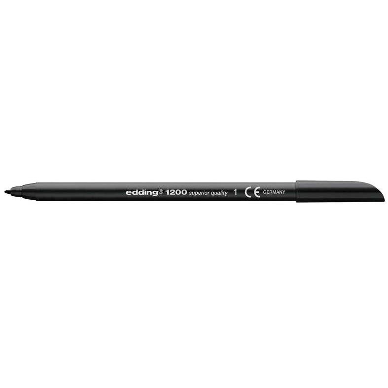 Edding 1200 rotulador permanente - punta redonda - trazo entre 0.5 y 1 mm. - tinta con base de agua - color negro (10 uds)