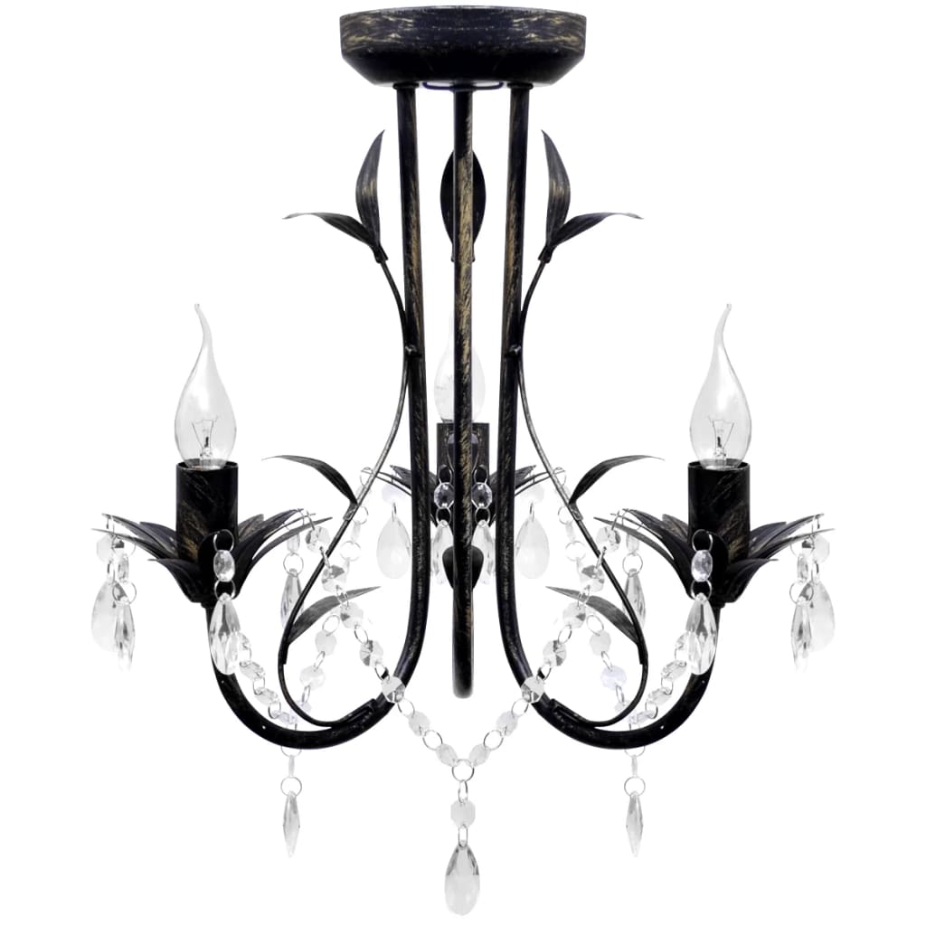 vidaXL Lámpara de araña, candelabro negro estilo Art Nouveau, 3 x E14