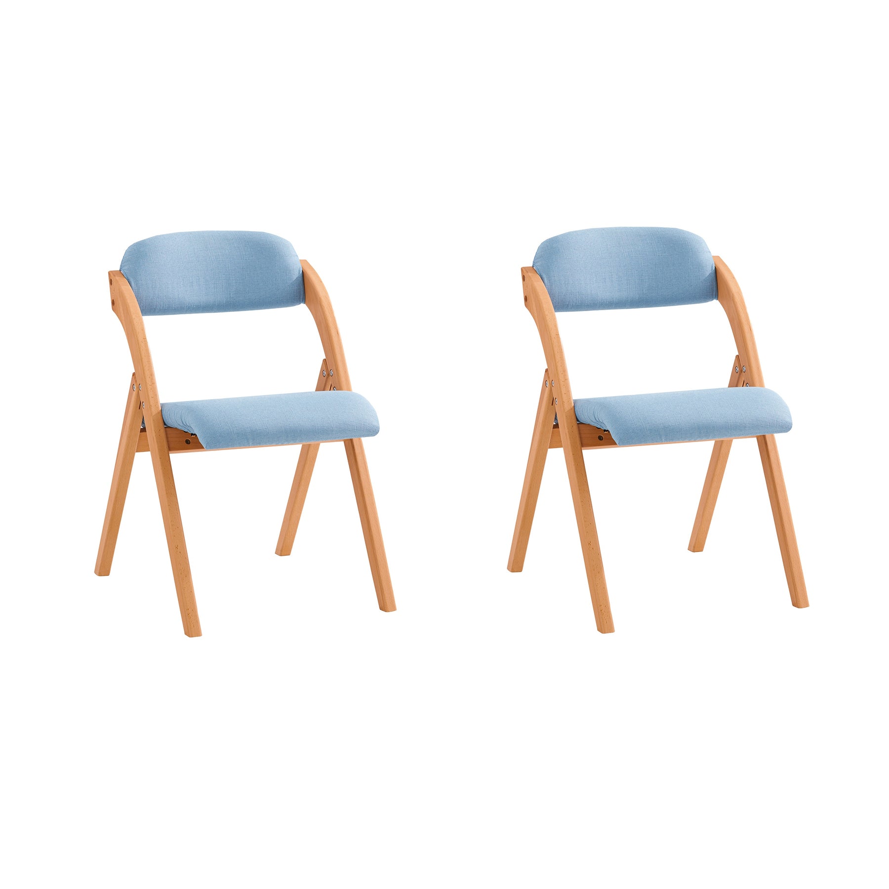 SoBuy FST92-BLx2 Lote de 2 Sillas Plegables de Madera con Asiento y Respaldo Tapizado Sillón para Cocina, Oficina 47 x 60 x 77 cm Azul ES