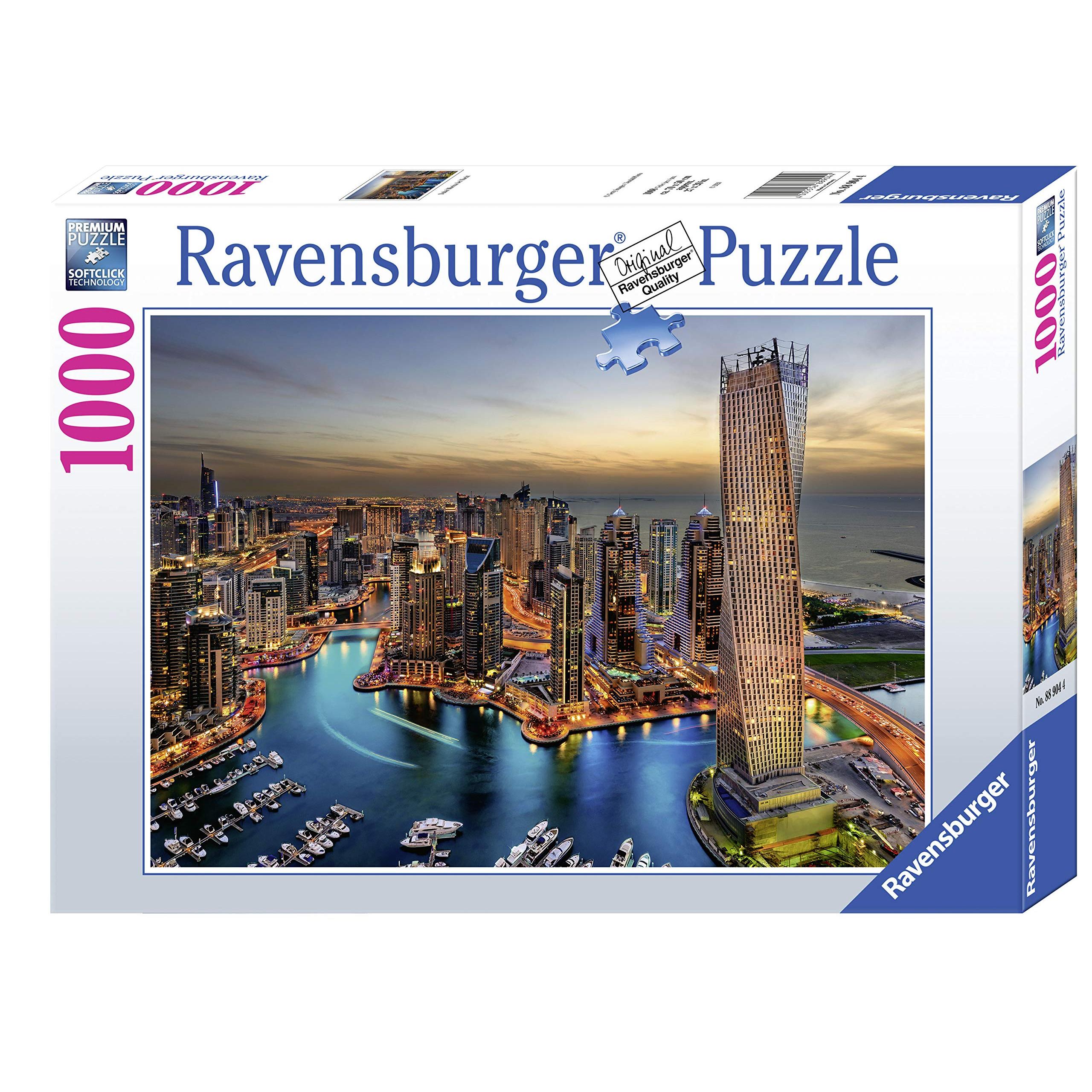 Ravensburger - Puzzle Marina de Dubai por la Noche, 1000 Piezas, Rompecabezas para Adultos y Jóvenes, Idea de Regalo para Ella o Él, 70x50 cm, Exclusivo de Amazon