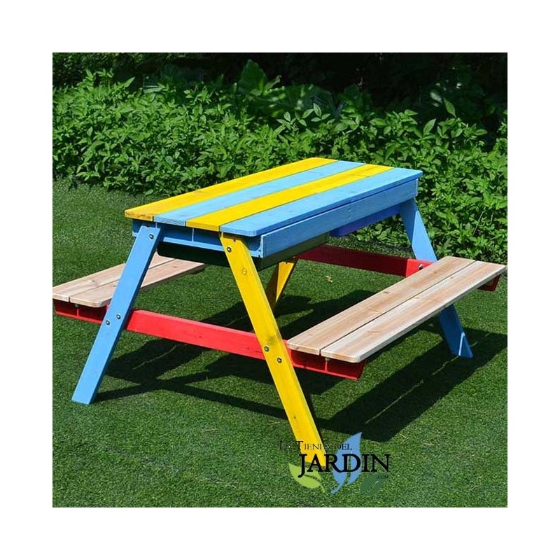 Suinga Mesa Picnic Infantil de Madera 89x85x49 cm | Mesa de Jardín para Niños | Mobiliario Infantil para Jardín, Patio y Terraza