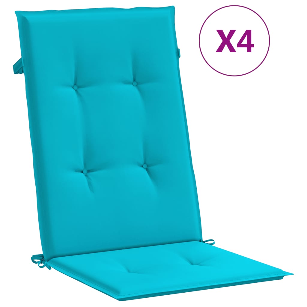 Vidaxl Cojines para Sillas con Respaldo Alto 4 Uds Tela 120 X 50 X 3 Cm - Color Rojo Vino Tinto - Estampado de Hojas - Azul y Blanco - Cojín Decorativo de Asiento - Cojines de Muebles de Salon