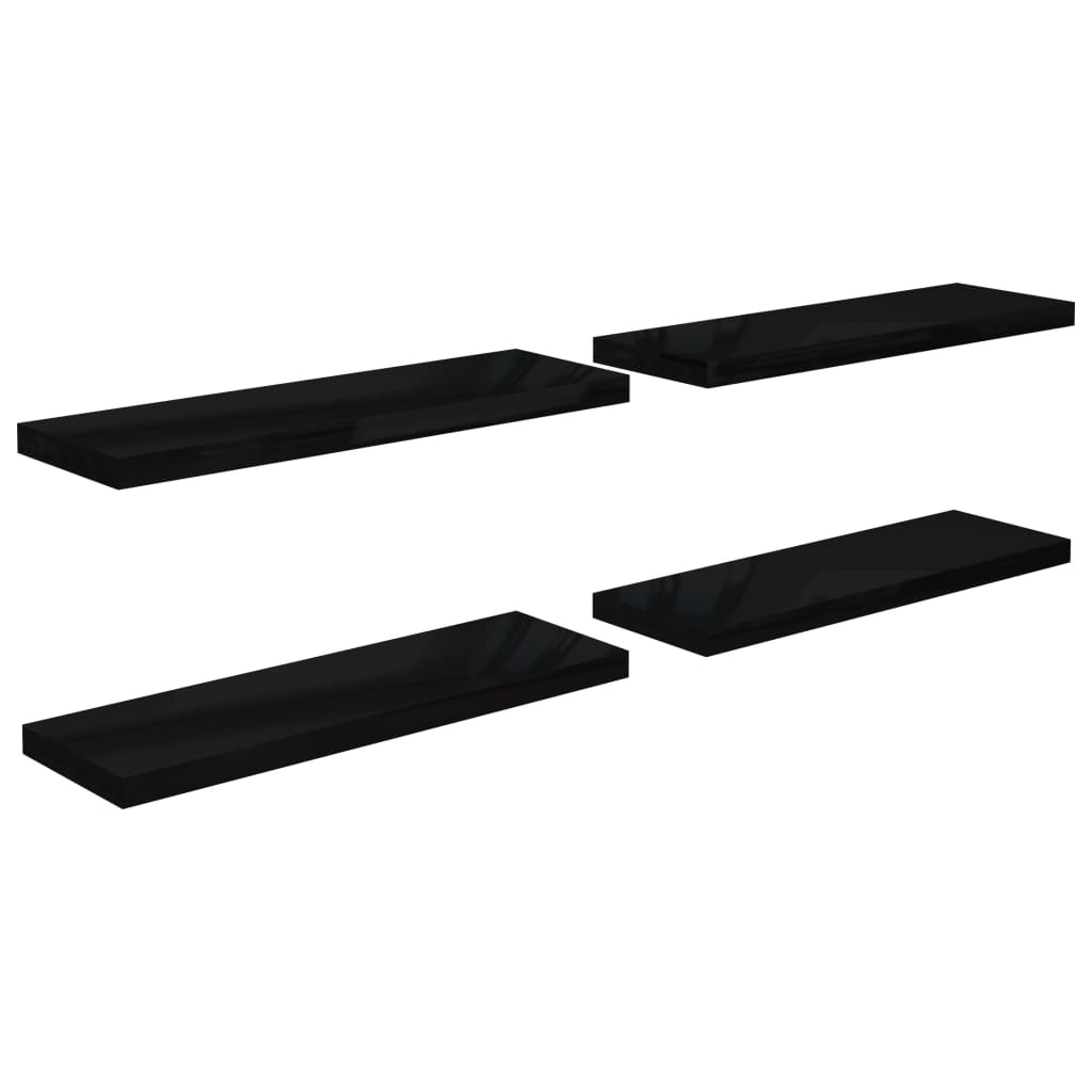 vidaXL Estantes flotantes de pared 4 uds MDF 80x23,5x3,8 cm Blanco brillante, negro brillante, gris brillante Mueble Almacenaje Estantería para Oficina, Estudio, Dormitorio Estantería/Librería/ mueble de Almacenamiento