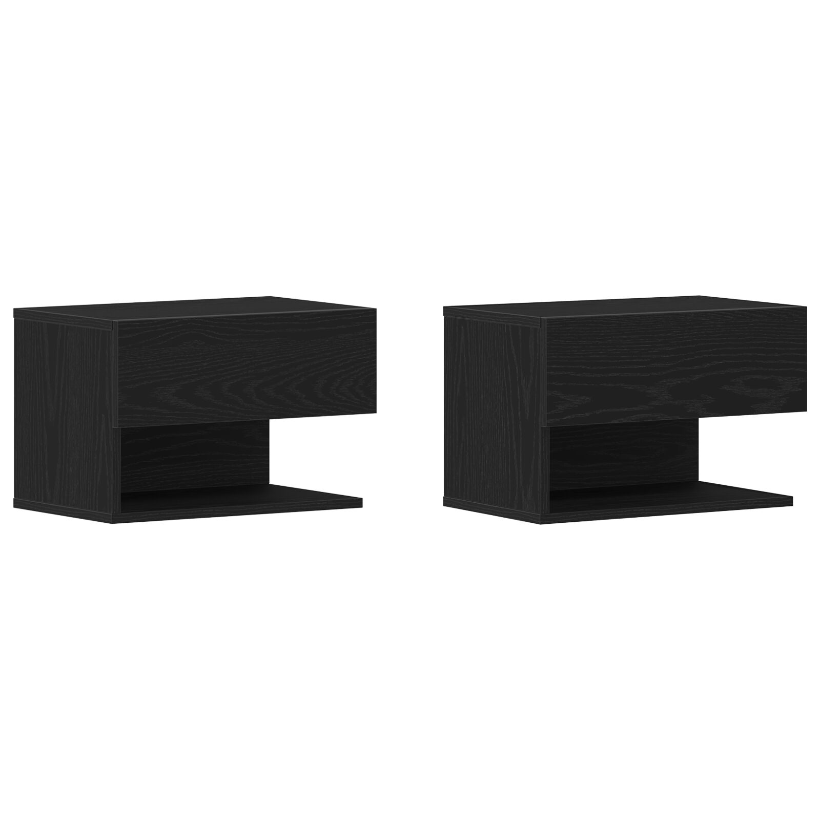 Armarios de Noche Montados en la Pared de vidaXL (Juego de 2) - Madera de Roble Negre