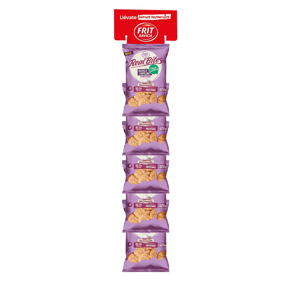 Chips de Lenteja RealFooding - Caja 6 Paquetes - Sabores: Original - Sal y Pimienta - Tomate y Albahaca. Chips de Lentaja Real