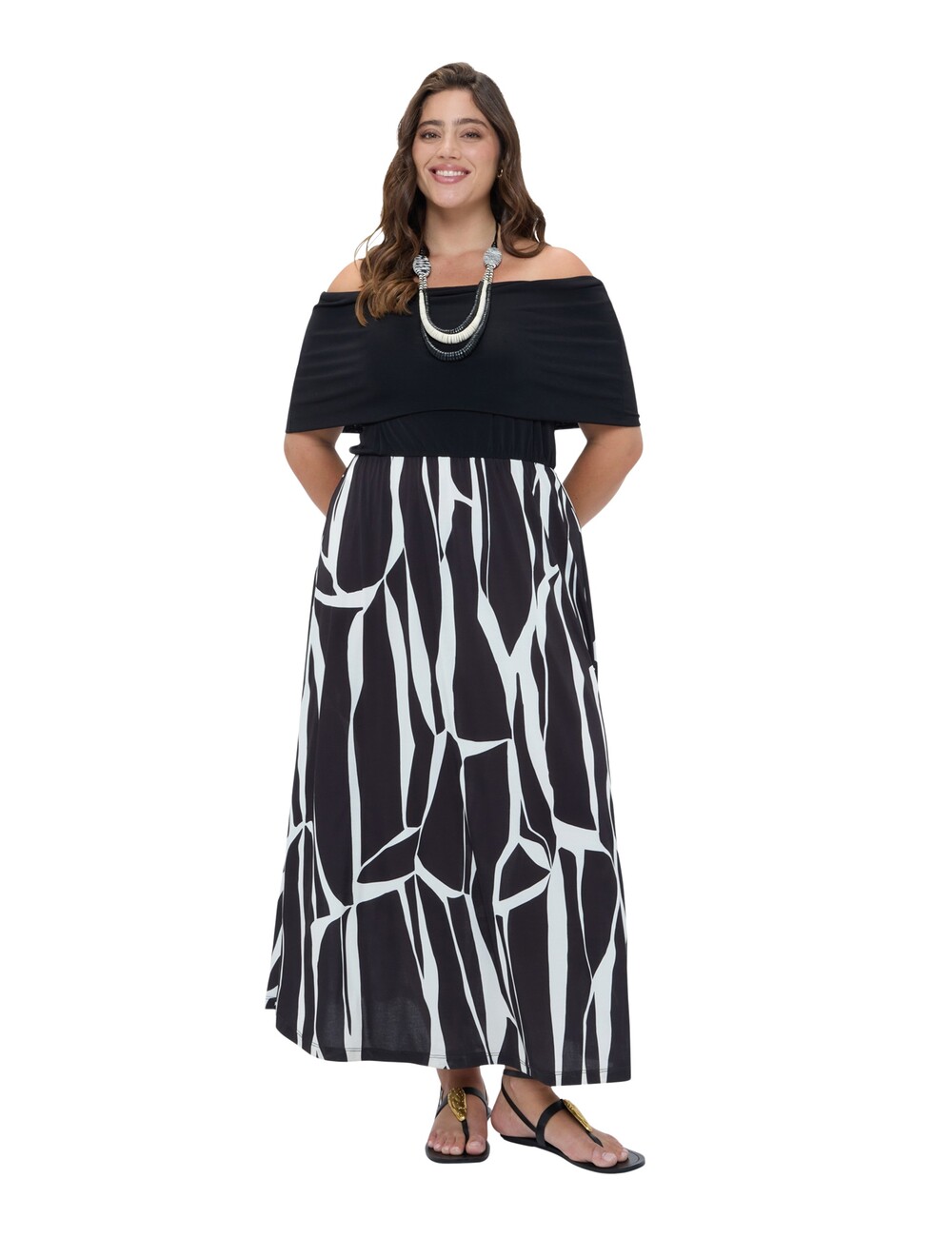 Fiorella Rubino - Vestido Chill off shoulder con estampado