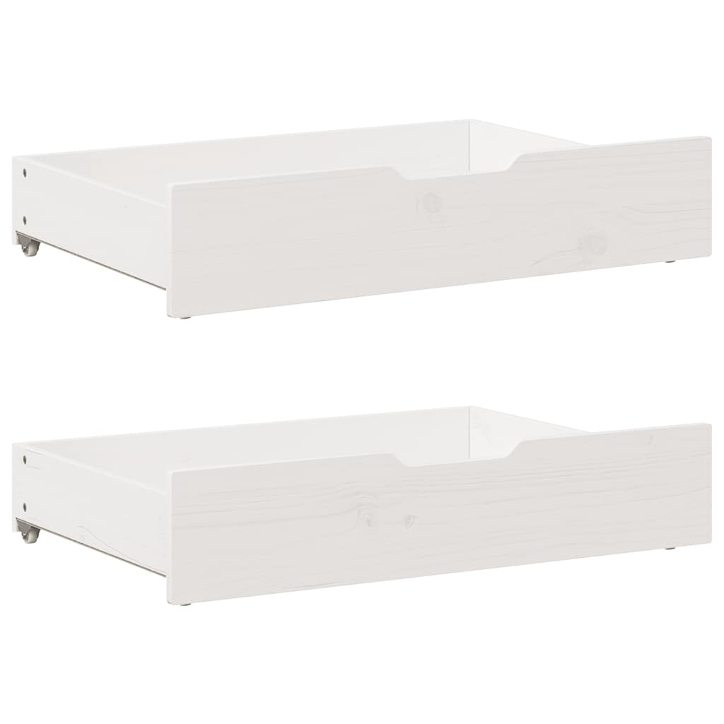 vidaXL Cajones debajo cama 2 uds madera maciza pino marrón 80x55x17 cm en color Marrón cera/Natural/Blanco