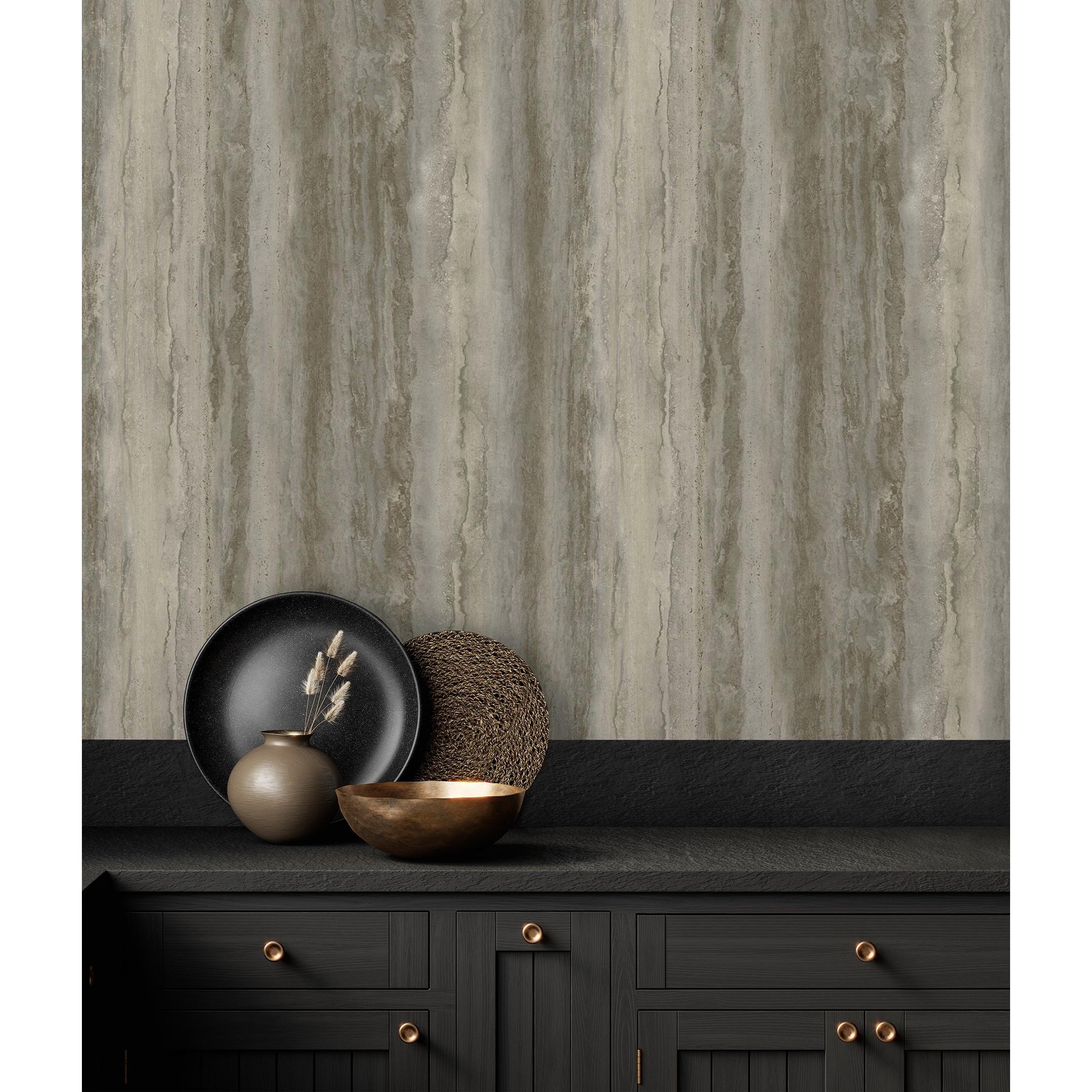 Papel pintado vinílico efecto vetas de mármol tonos grises en relieve - Siracusa Marble 679098 de GAULAN - Rollo de 10 m x 1,06 m