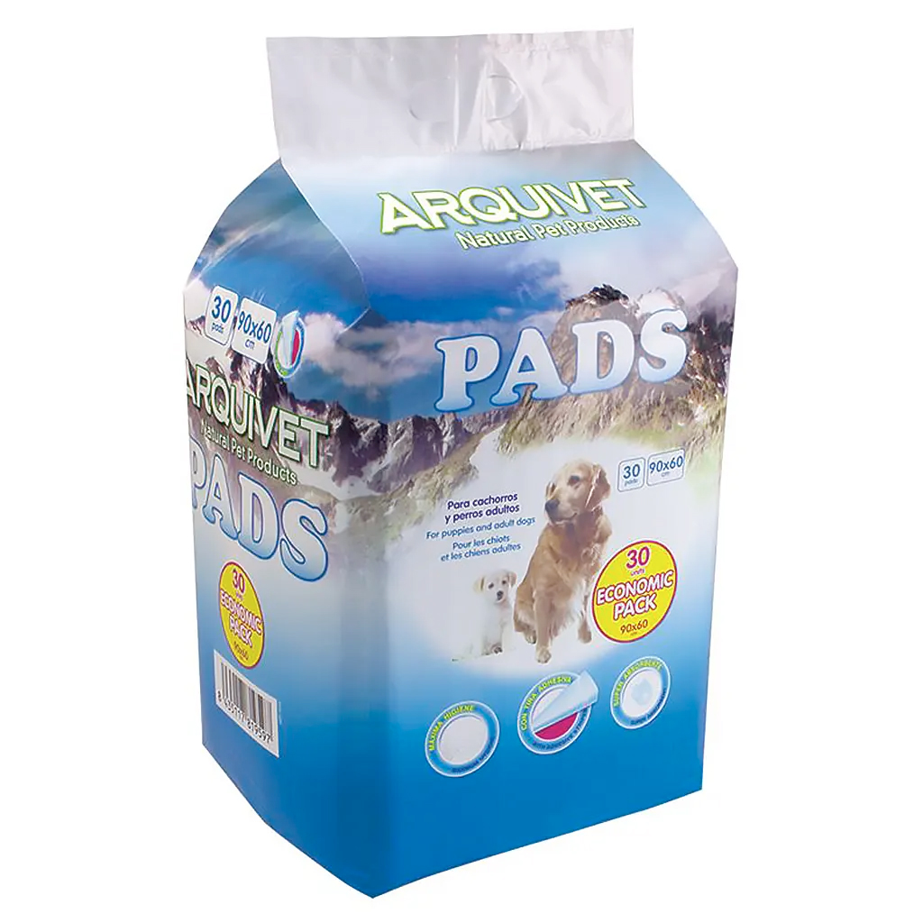 Empapadores para Perro 60x90 cm, Pack Ahorro de 30 unidades, Arquivet, Empapador para Perros Adultos y Cachorros