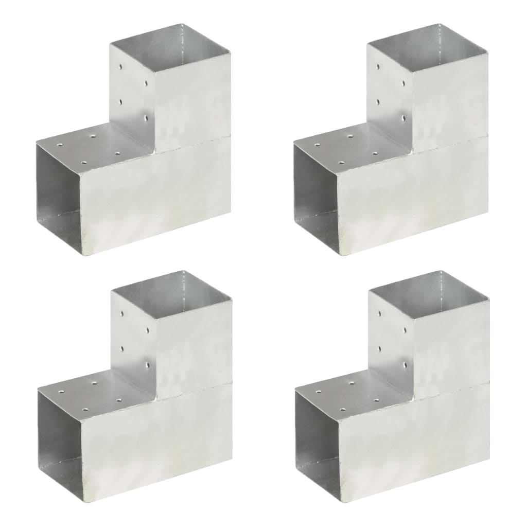 vidaXL Conectores de Postes en forma L (4 unidades) Metal Galvanizado Soporte Jardín Dimensiones 71 x 71 cm,  81 x 81 mm,  101 x 101 mm y mas