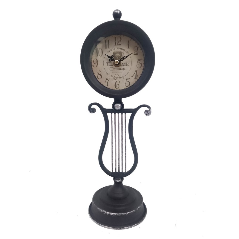 SIGNES GRIMALT Reloj de Mesa Vintage Negro de Metal | Decoración Hogar Rústica | Medidas 35.5x11x12cm