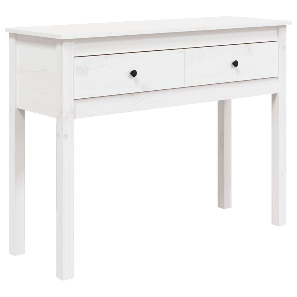 Mesa Consola Vidaxl de Madera Maciza de Pino 100x35x75 Cm Natural, Blanco, Gris