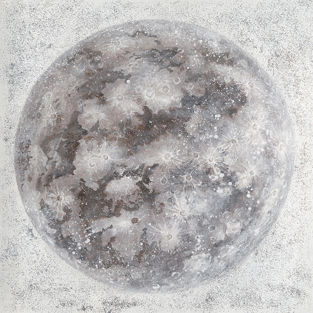 Hispanohogar Cuadro en Lienzo Pintado Al óleo Luna 100x100 Cm
