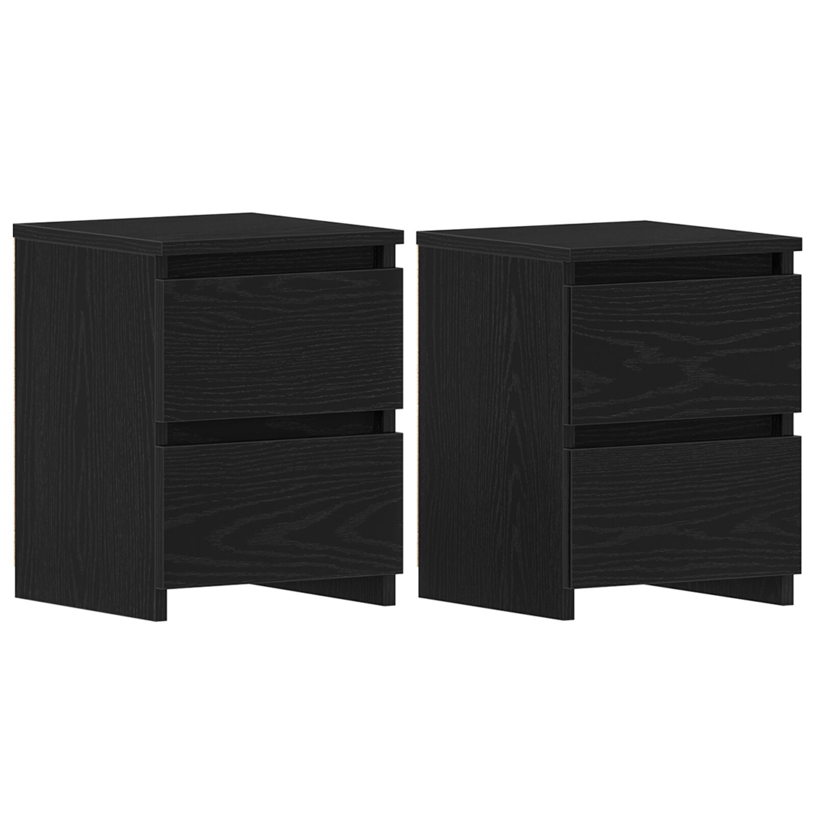 Mesitas de Noche vidaXL con Cajones 2 pcs Negro Roble 30x30x40 cm