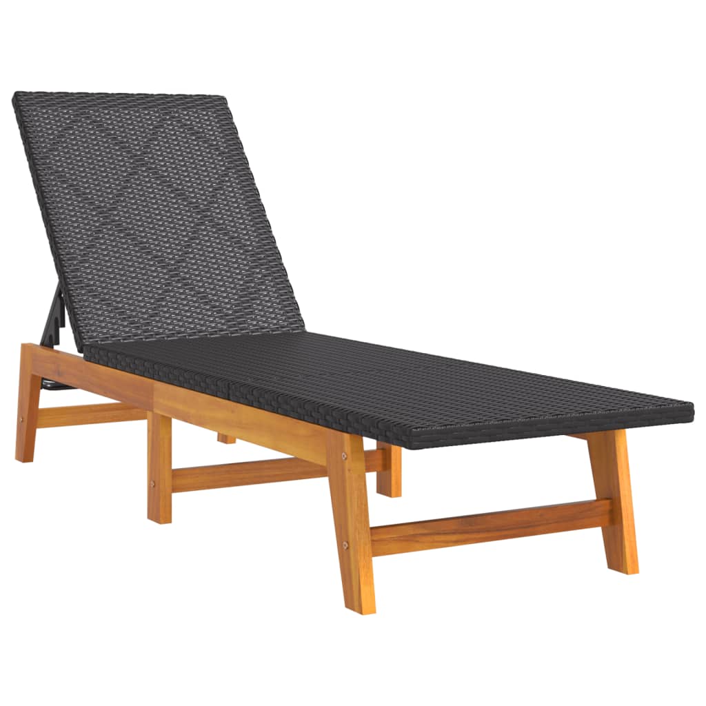 Vidaxl Tumbona 2 Uds Ratán y Madera Maciza Acacia + Mesa