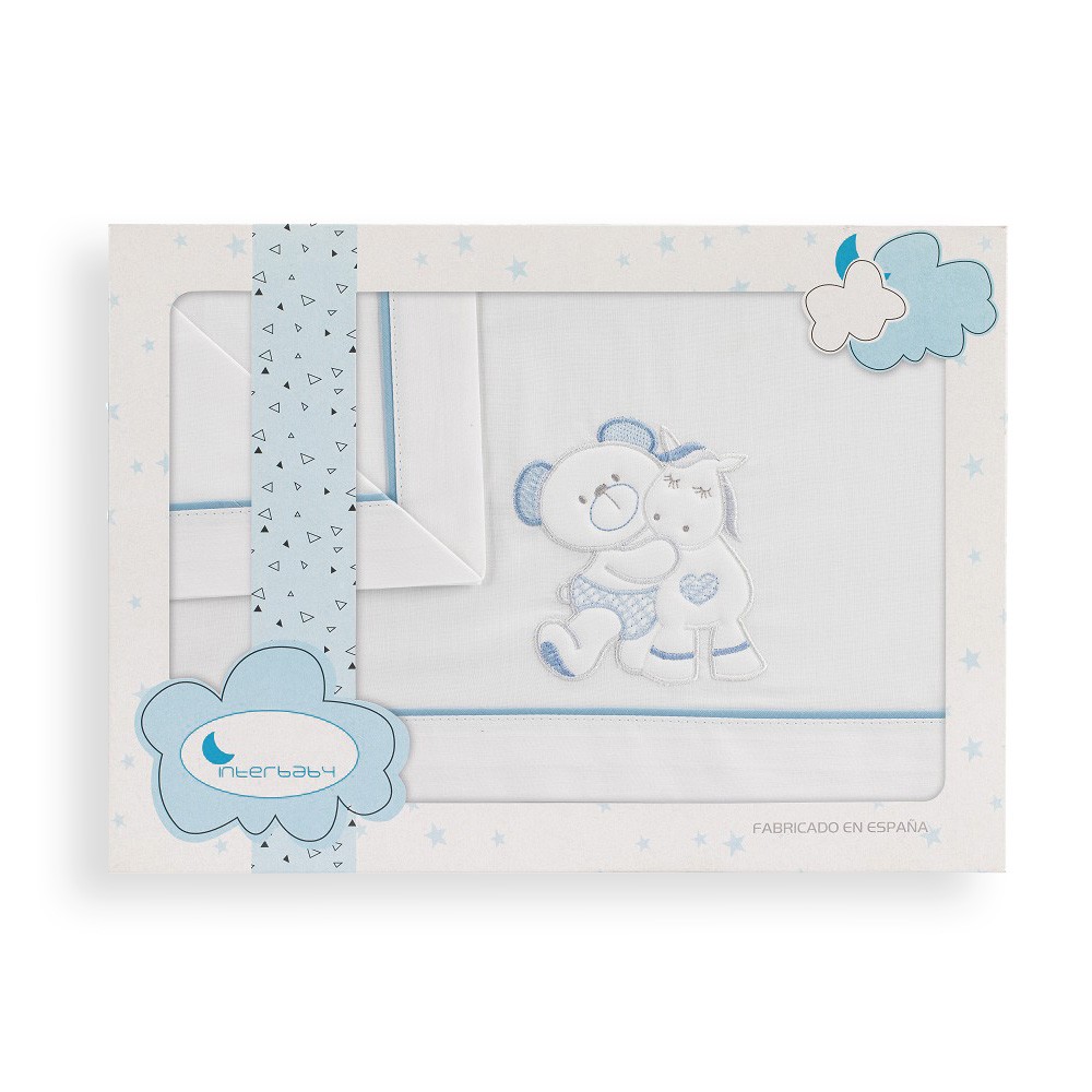 Various Juego De Sábanas para Cuna 60 x 120 cm, Bebe Primavera y Otoño Tipo 100% Algodón Extrasuave Fafricado en España-INTERBABY(Bajera+encimera+Funda Almohada) Patitos,Ositos,Luna Blanco/Beige,Pony Blanco/Beige