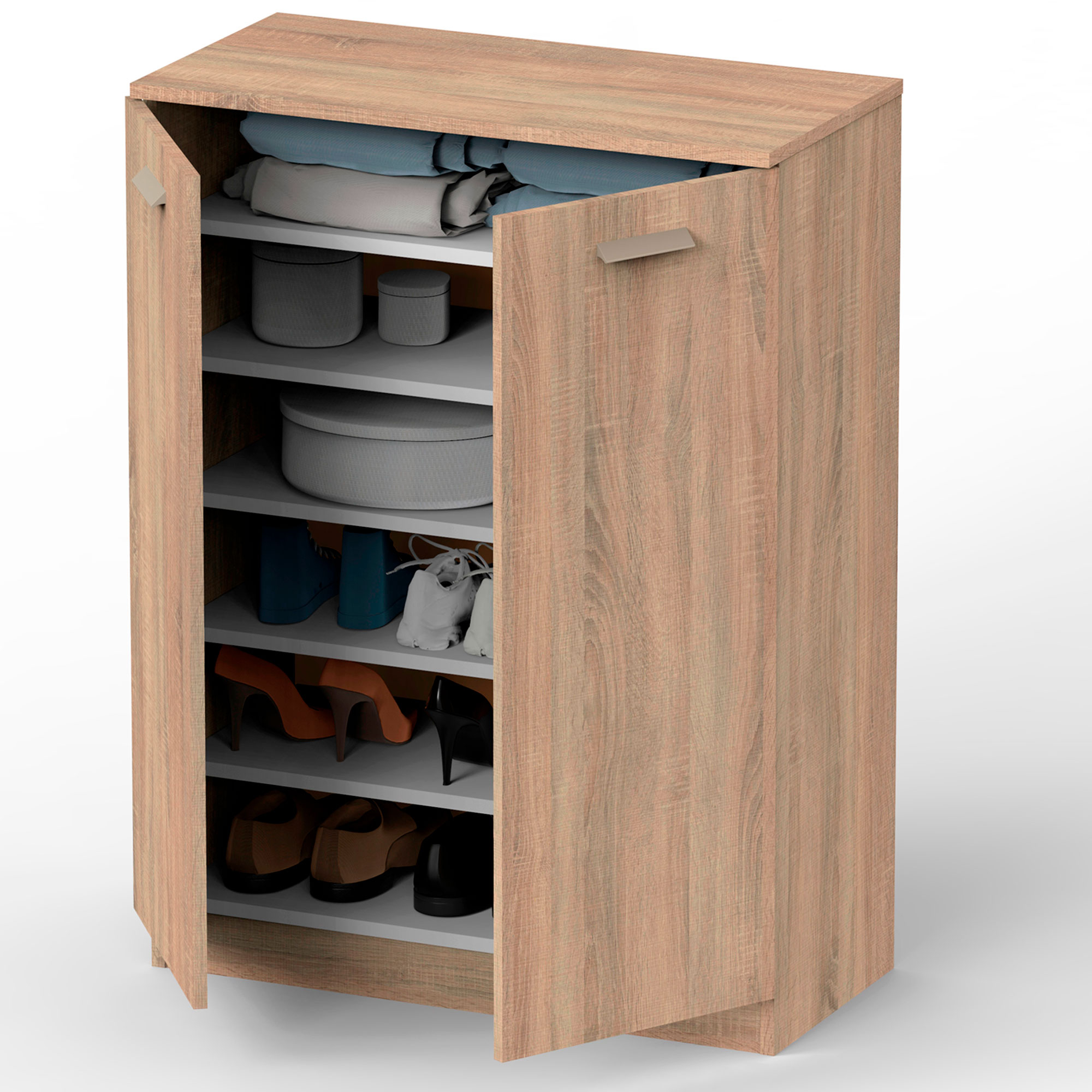 Briebe Nova Armario Dormitorio, Multiusos, Baño, Mueble Cocina, Zapatero 2 Puertas 5 Estantes101x74x36 cm, , Madera