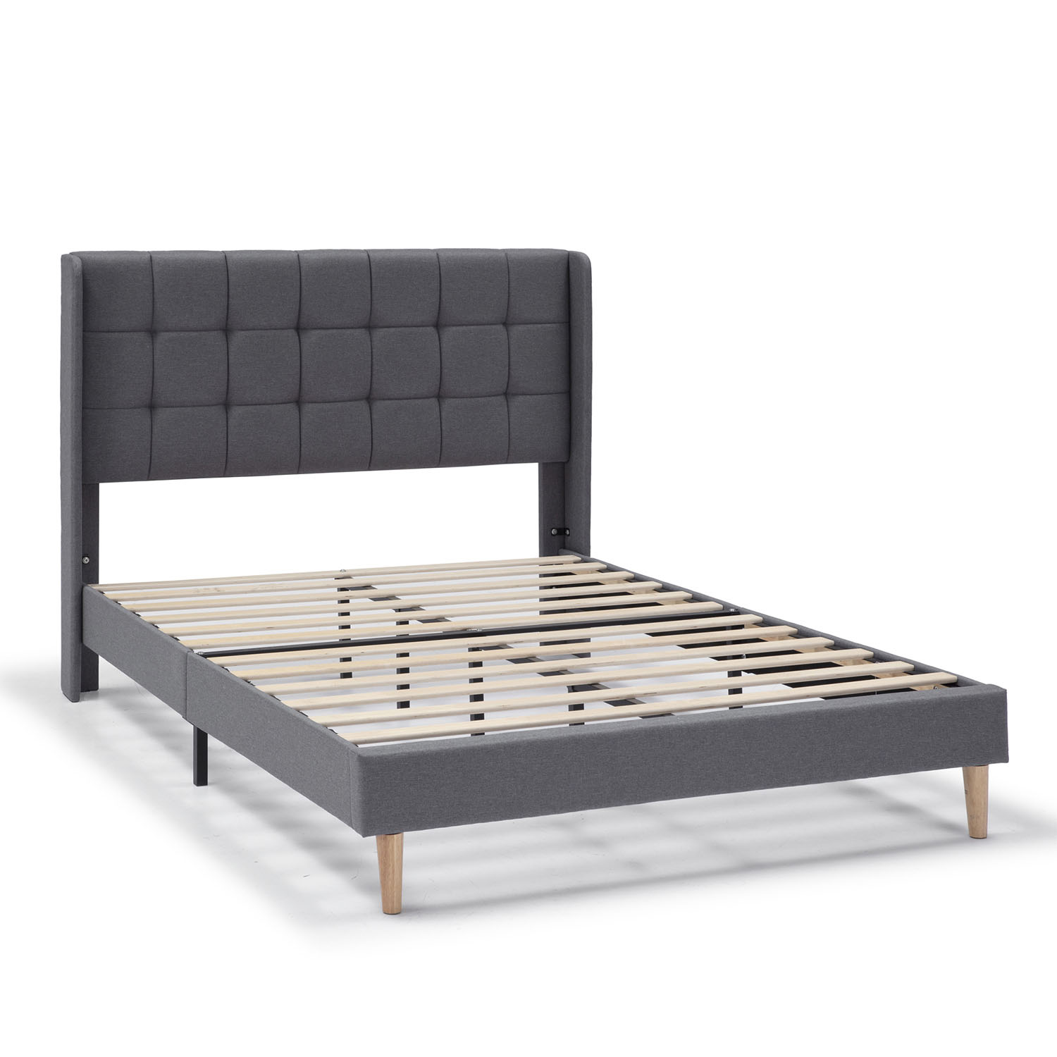 Estructura de Cama tapizada Esther de 30 cm, 35-140x190 cm, color Gris oscuro VS Venta-Stock