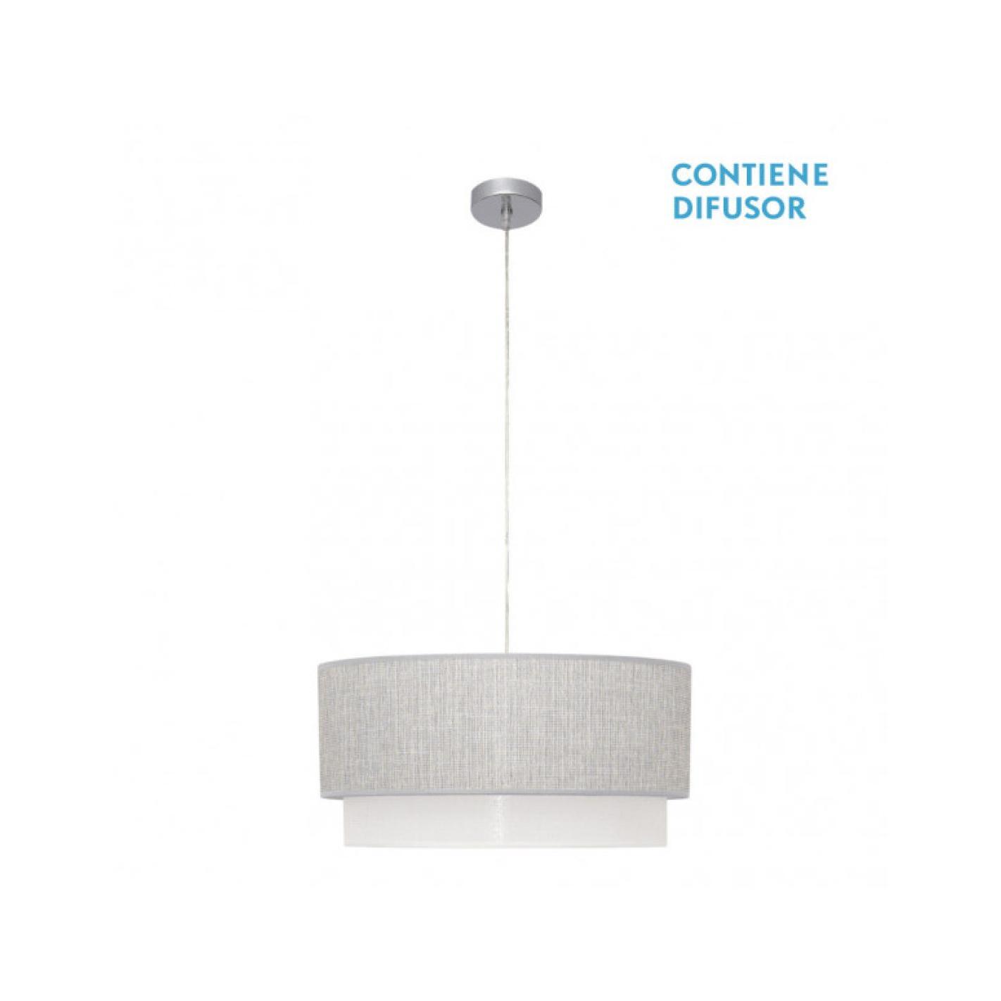 Fabrilamp - Colgante Kenya 3xe27 Gris/blanco Regx50x50 Cm