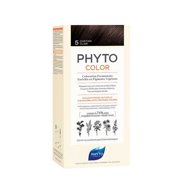 Phyto Tinte de Pelo Phytocolor 5 Castaño Claro - 100% Cobertura de Canas