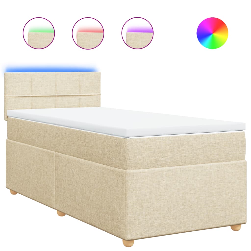 vidaXL Cama box spring con colchón tela color crema 90x190 cm
