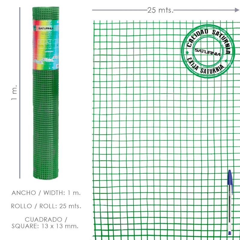 Malla electrosoldada plastificada corral 13x13 / altura 100 cm. / rollo 25 metros