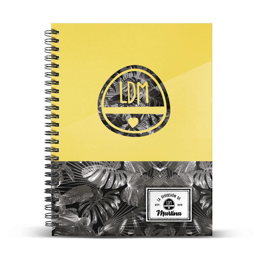 LA DIVERSIÓN DE MARTINA - Cuaderno Espiral A5 Micro Tapa Dura 120h Cuadro 5 mm 6 Tal., Edición Yellow