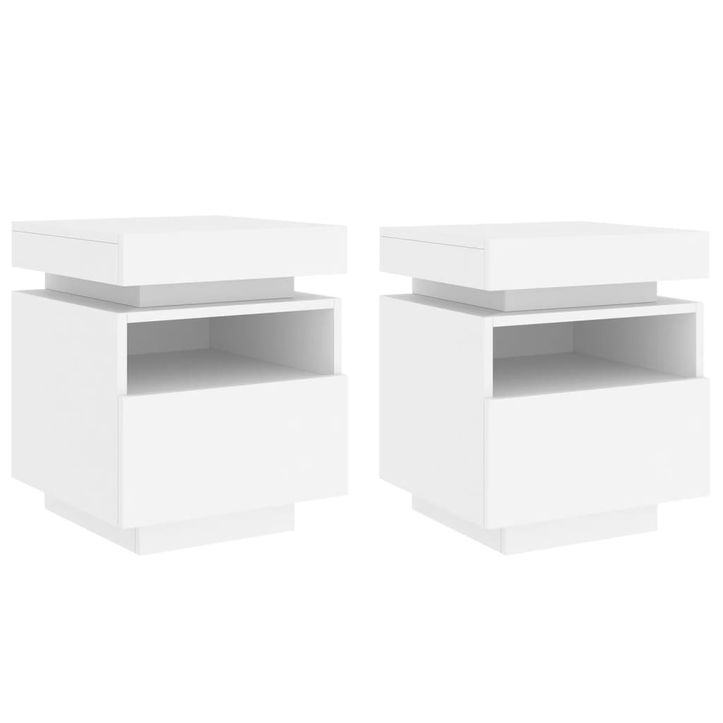 Vidaxl Mesitas de Noche con Luces LED 2 Unidades 40x39x48,5 Cm Blanco