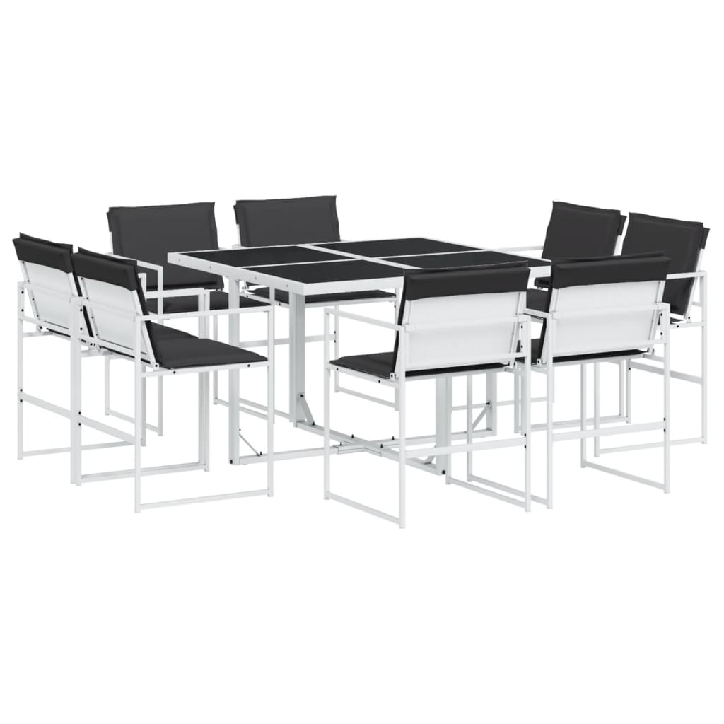 vidaXL Juego de comedor de jardín 9 pzas con cojines textilene blanco
