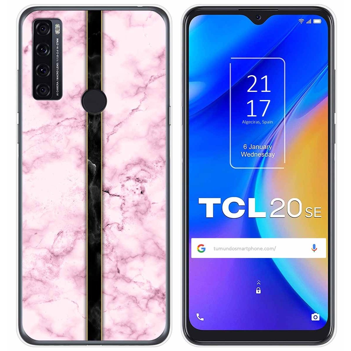 Tumundosmartphone Funda Gel Tpu para TCL 20 SE diseño Mármol 04 Dibujos