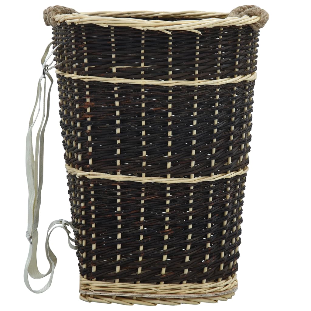 vidaXL Cesto de Leña con Correas Sauce Natural Cesto para Leña Dimensiones 44.5 x 37 x 50 cm, 50 x 44 x 58 cm, 57 x 51 x 69 cm