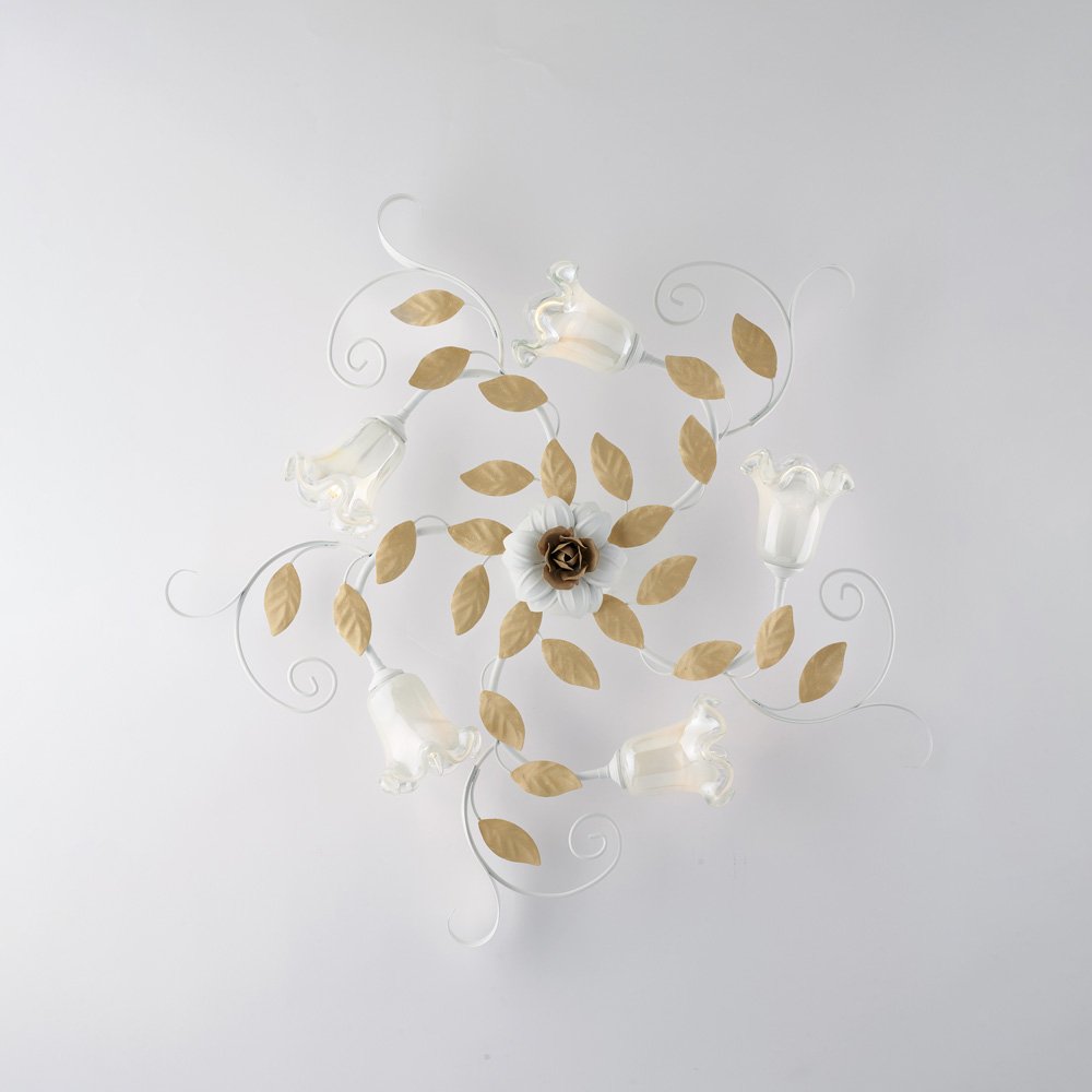 Plasterlight Arte Pobre Cesta Blanco Y Marfil 5 Luces E14