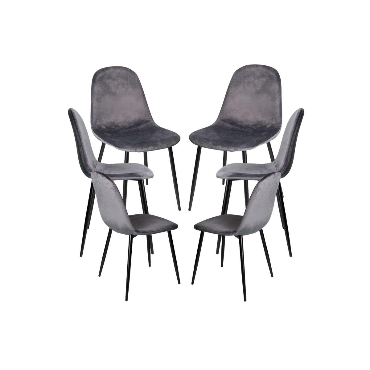 Regalos Miguel - Packs Sillas Comedor - Pack 6 Sillas Teok Black Terciopelo - Gris oscuro