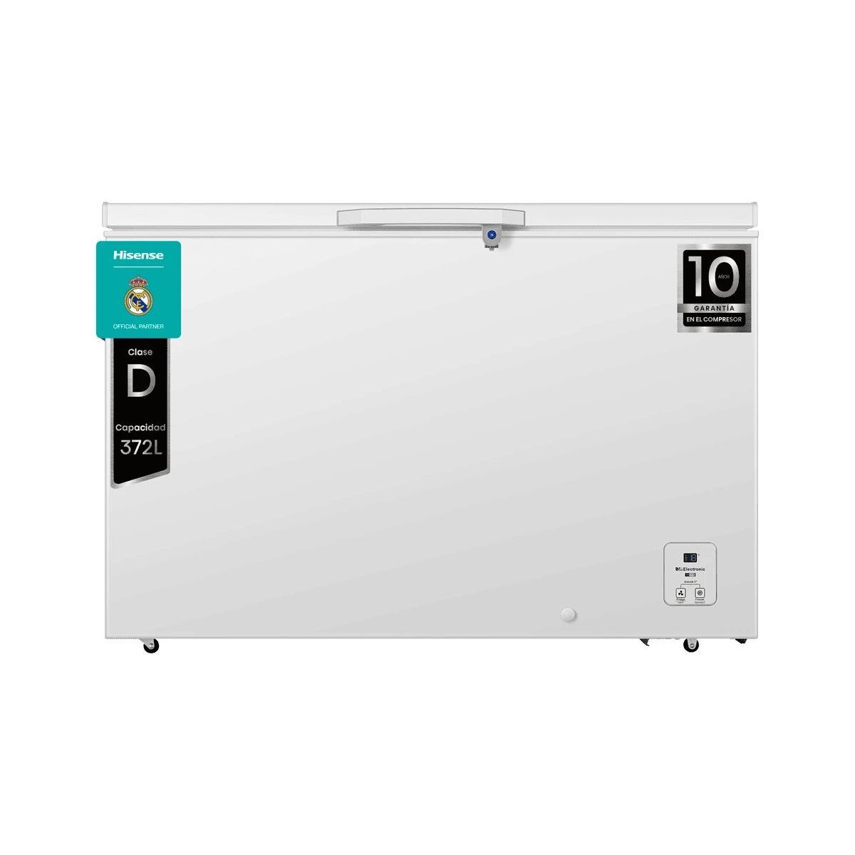 Hisense - Congelador arcón FT484D4AWLYD de 372 L, clase energética D, silencioso (40 dB), con sistema Cycle Defrost y función convertible para cocina doméstica