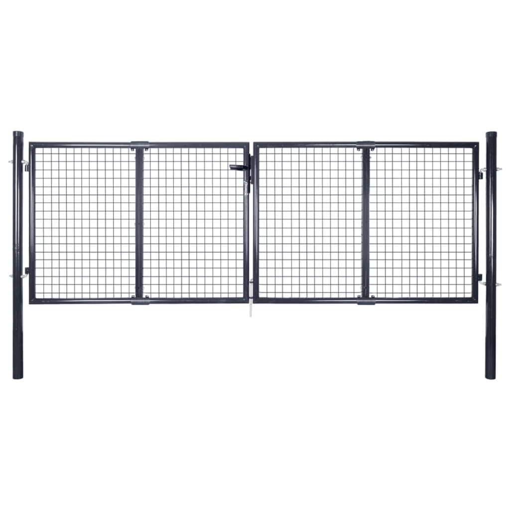 vidaXL Puerta de Malla de Jardín Acero Galvanizado Gris Valla Patio Altura 75 cm, 100 cm
